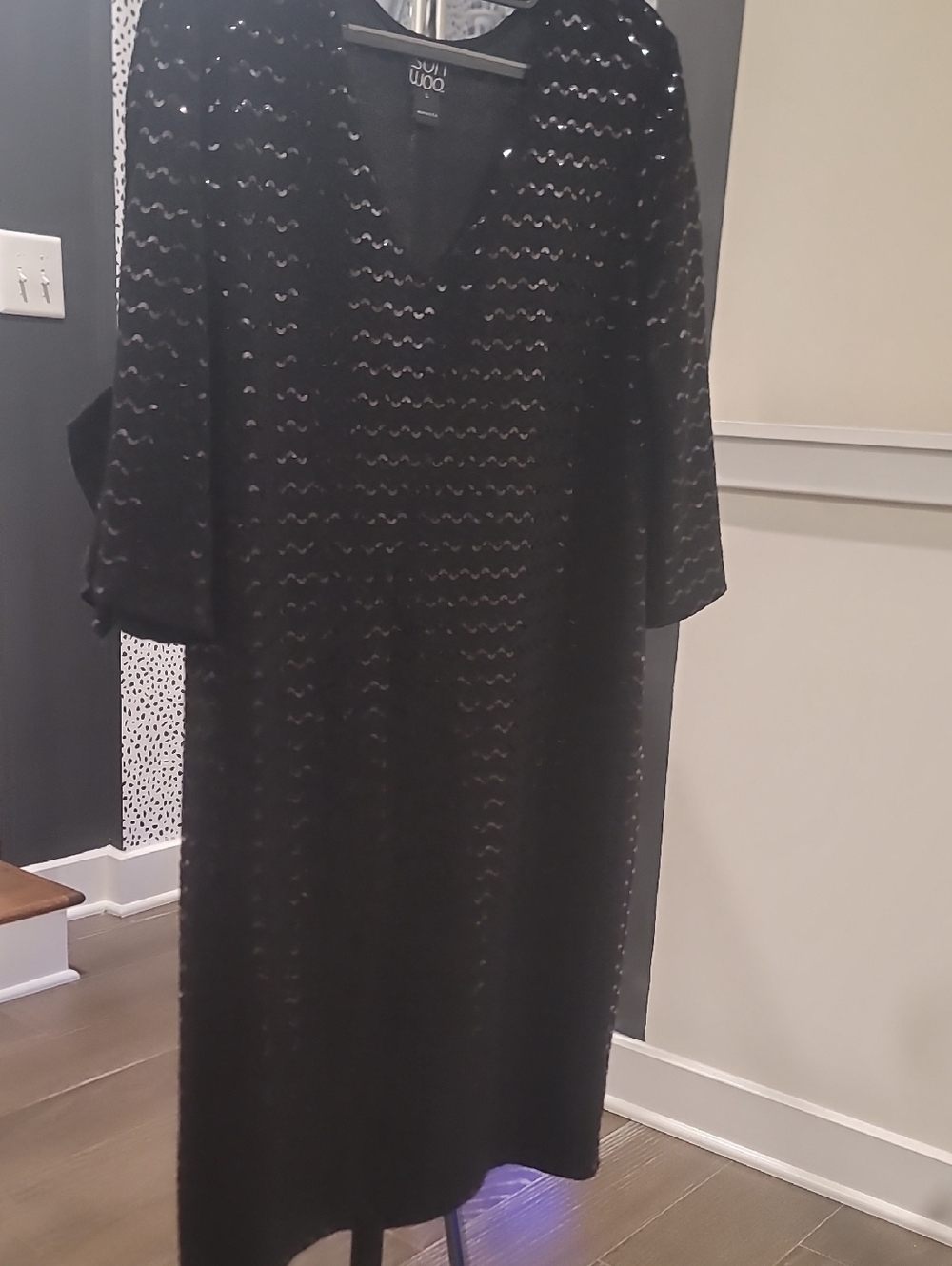 Clara Sun Woo Black V-Neck Dress